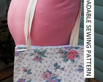 Pattern for a Reusable Tote Bag downloadable pattern, easy to follow instructions by picture and words