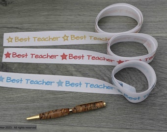 Best Teacher printed ribbon in various colours