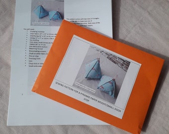 Pattern for a small pyramid doorstop or paperweight,  physical pattern, easy to follow instructions by picture and words
