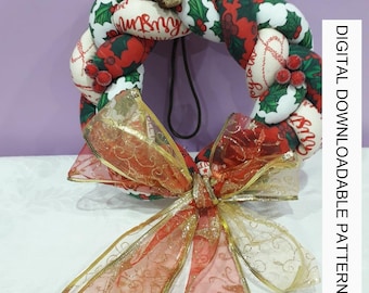 Pattern for a fabric plaited wreath, downloadable pattern, easy to follow instructions by picture and words