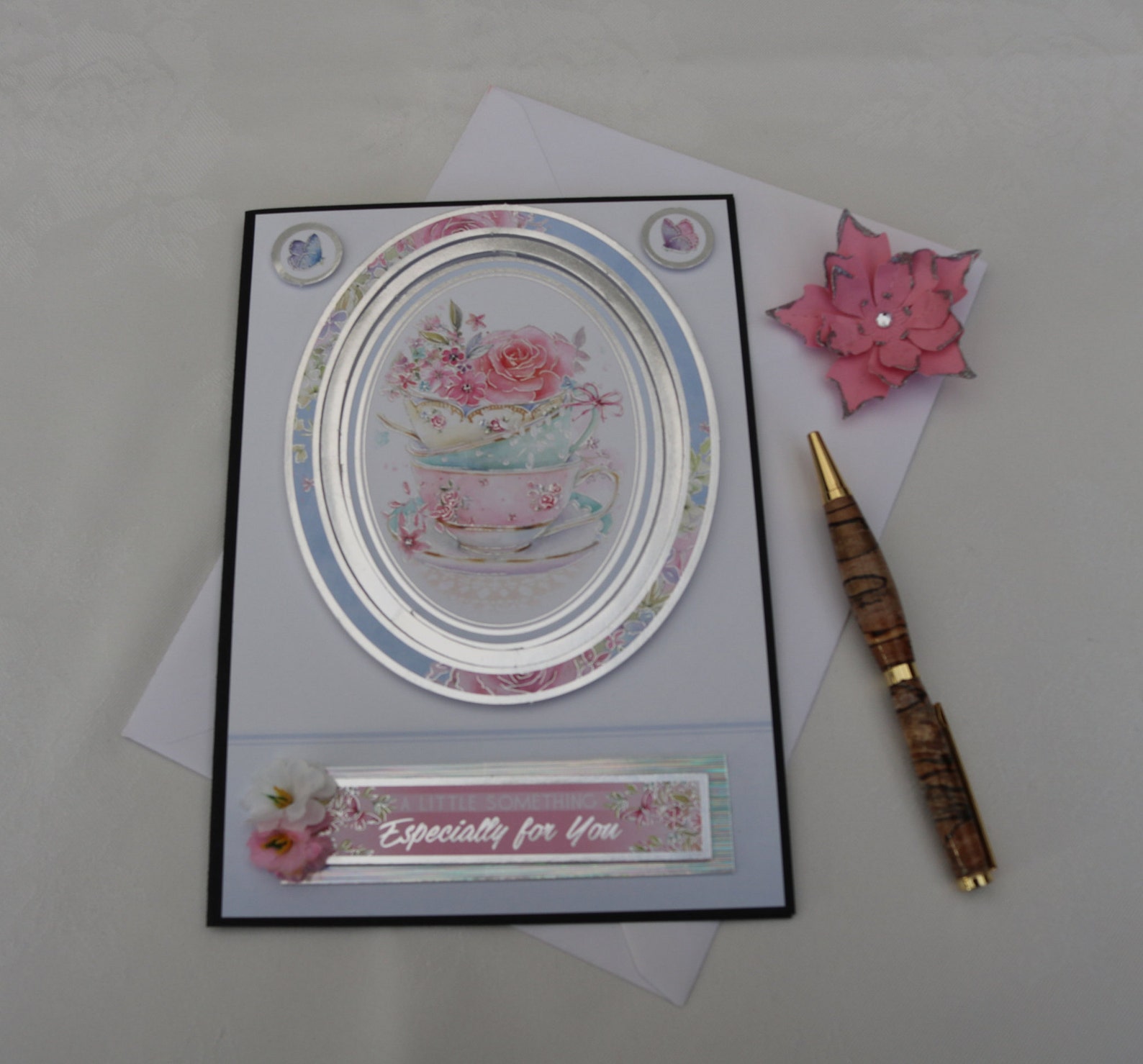 Handmade especially for you card featuring flowers in a cup Etsy