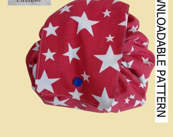 Circular Drawstring Makeup Bag Sewing Pattern, Easy Step-by-Step Instructions (Digital Download)