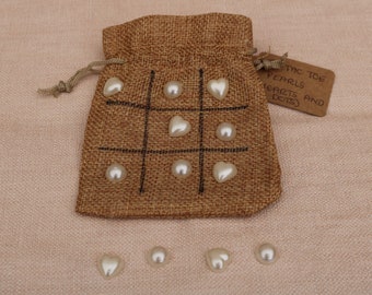 Handmade Tic Tac Toe Game, table game, wedding favor, holiday game, travel game, child game, 2 player game, portable game, fun counters
