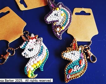 Hand decorated crystal art keyring, keyring, key chain, key fob, sealed crystals,  beautiful fun keyrings, clip attached, useful gift