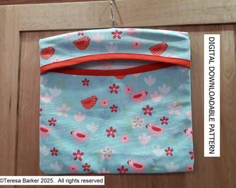 Pattern for a Clothes Peg Bag, downloadable pattern, easy to follow instructions by picture and words