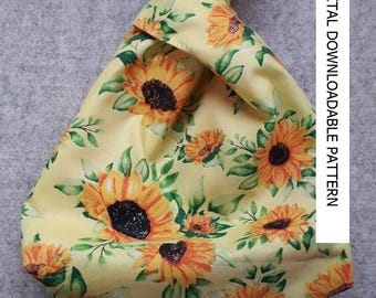 Pattern for a fully reversible Japanese Knot Bag, downloadable pattern, easy to follow instructions by picture and words