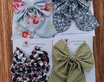 Fabric Hair Bow on a rectangle Metal French Barrette Plain Base Hair Clip
