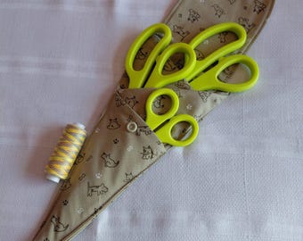 Padded triple scissor storage pouch,  keep your scissors safe, beautiful padded scissor holder, scissor tidy