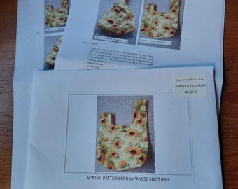 Pattern for a Japanese Knot Bag,  physical pattern, easy to follow instructions by picture and words