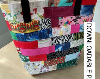 Tote Bag from Fabric you have just made Sewing Pattern, Easy Step-by-Step Instructions (Digital Download)