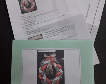 Pattern to make your own fabric Christmas Wreath, physical pattern, easy to follow instructions by picture and words