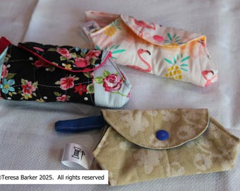 Fabric padded purse, fabric padded keyring, fabric padded key holder, padded poppered purse, all made from gorgeous fabrics