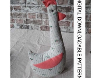 Pattern for a chicken doorstop, downloadable pattern, easy to follow instructions by picture and words