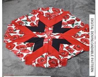Pattern for a patchwork cushion cover front, downloadable pattern, easy to follow instructions by picture and words