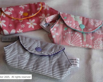 Fabric padded purse, fabric padded keyring, fabric padded key holder, padded poppered purse, all made from gorgeous fabrics