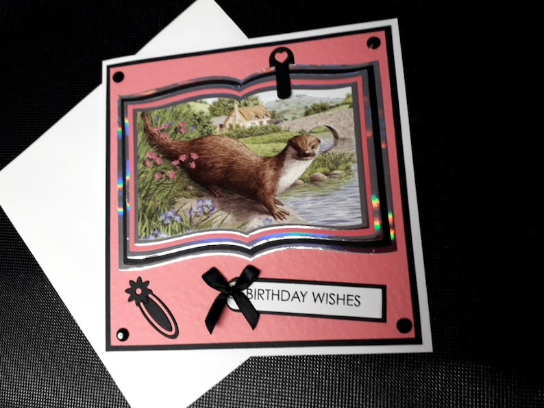 Handmade Birthday Card featuring a graceful otter