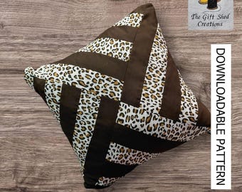 Patchwork Cushion Cover Pattern, Easy Sewing Instructions (Digital Download)