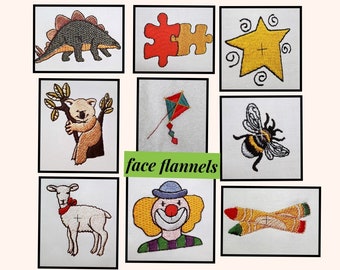 Flanelle facciali ricamate