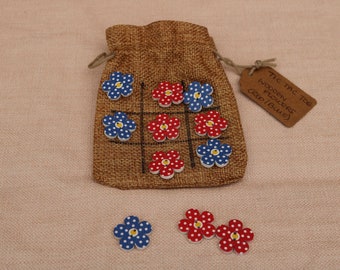 Handmade Tic Tac Toe Game, table game, wedding favor, holiday game, travel game, child game, 2 player game, portable game, fun counters