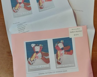 Pattern for a Memory Bear,  physical pattern, easy to follow instructions by picture and words