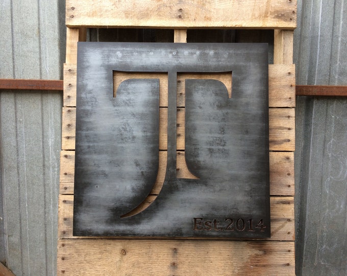 Family Monogram, Above bed decor, Plasma Cut Metal Art, Metal Script or Saying Sign, Aniversary gift