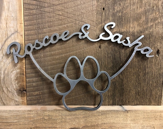 above bed decor, Plasma Cut Metal Art, Pet Lovers Paw Sign, dog paw, cats paw
