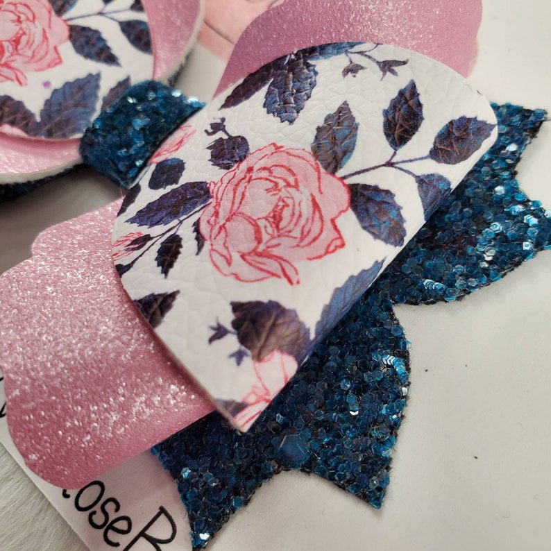 gift vera rose bows floral bow handmade bow glitter bow glitter Floral bow flower bow hairbows floral collection