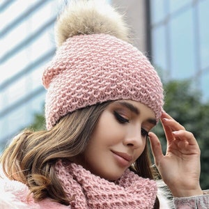 Rose gold hat and scarf set Outlet