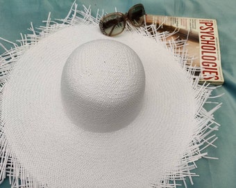 Elegant Cream Straw Hat for Women Florence | Womens Cream Wide Brim Firm Straw Sun Hat  main image 3