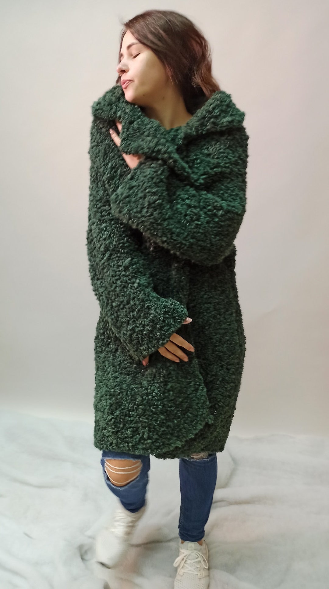 Hunter green teddy coat Clearance