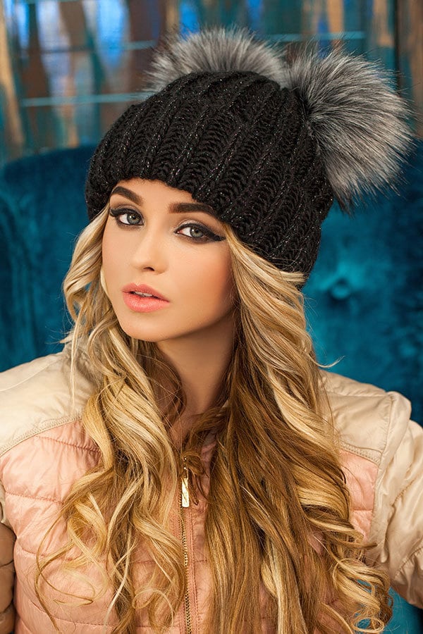 Cute WHITE Beanie Two White Pom Poms Hat Women Knit Beanie Etsy