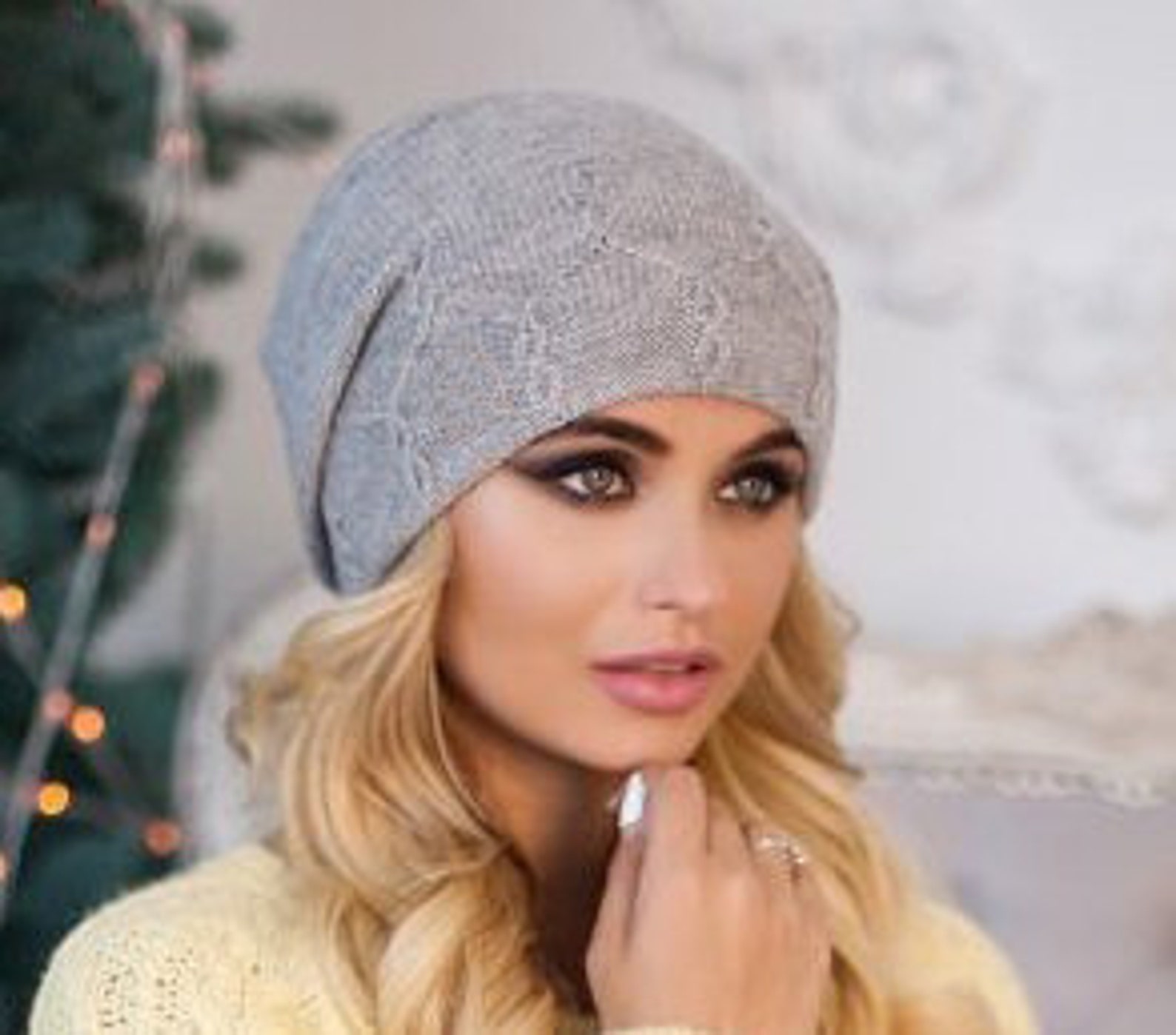 DARK BLUE Slouchy Beanie Elegant Hat NAVY Women Knit Hat Warm Etsy