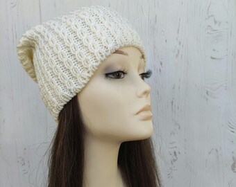 Slouchy Beanie Warm and comfortable cable knit hat Women knit beanie Warm slouchy hat for Girl Teenager Women One size