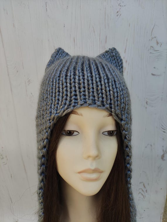 GRAY SILVER Cat Hat Cute Hat With Cat display picture 1