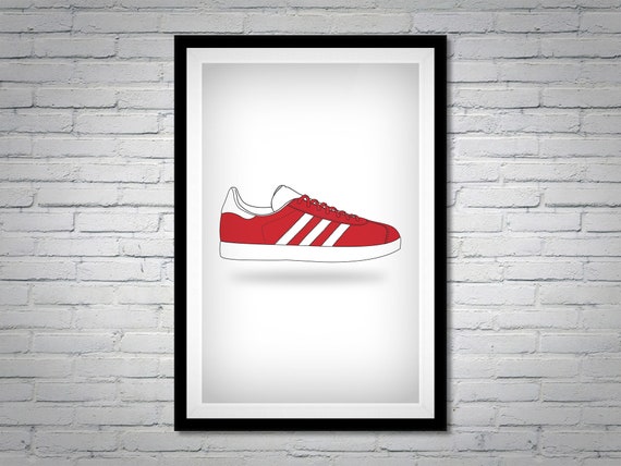 Red 2019 Adidas Gazelle Stockholm Illustrated Poster Print - Etsy Finland