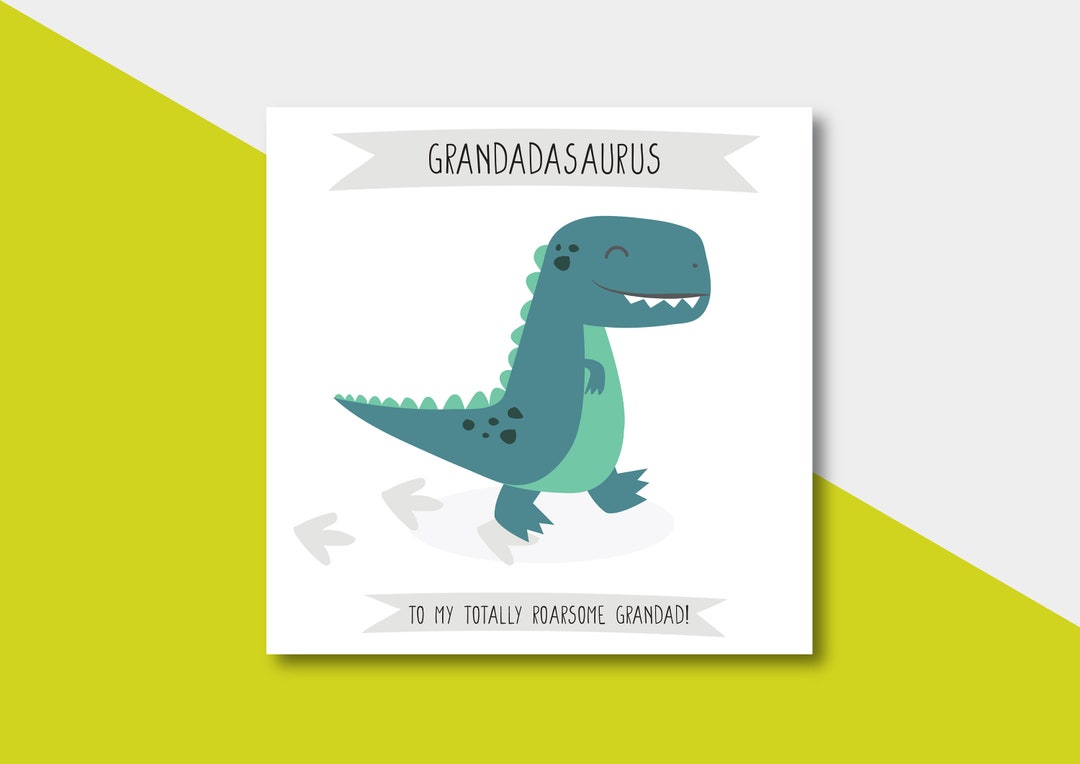 Grandadasaurus Card Grandad Father's Day Card Grandadasaurus Dinosaur Card Cute Card ...