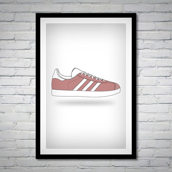 Pink 2019 Adidas Gazelle Stockholm Illustrated Poster Print - Trainer Print - Retro - Sneaker Digital Art