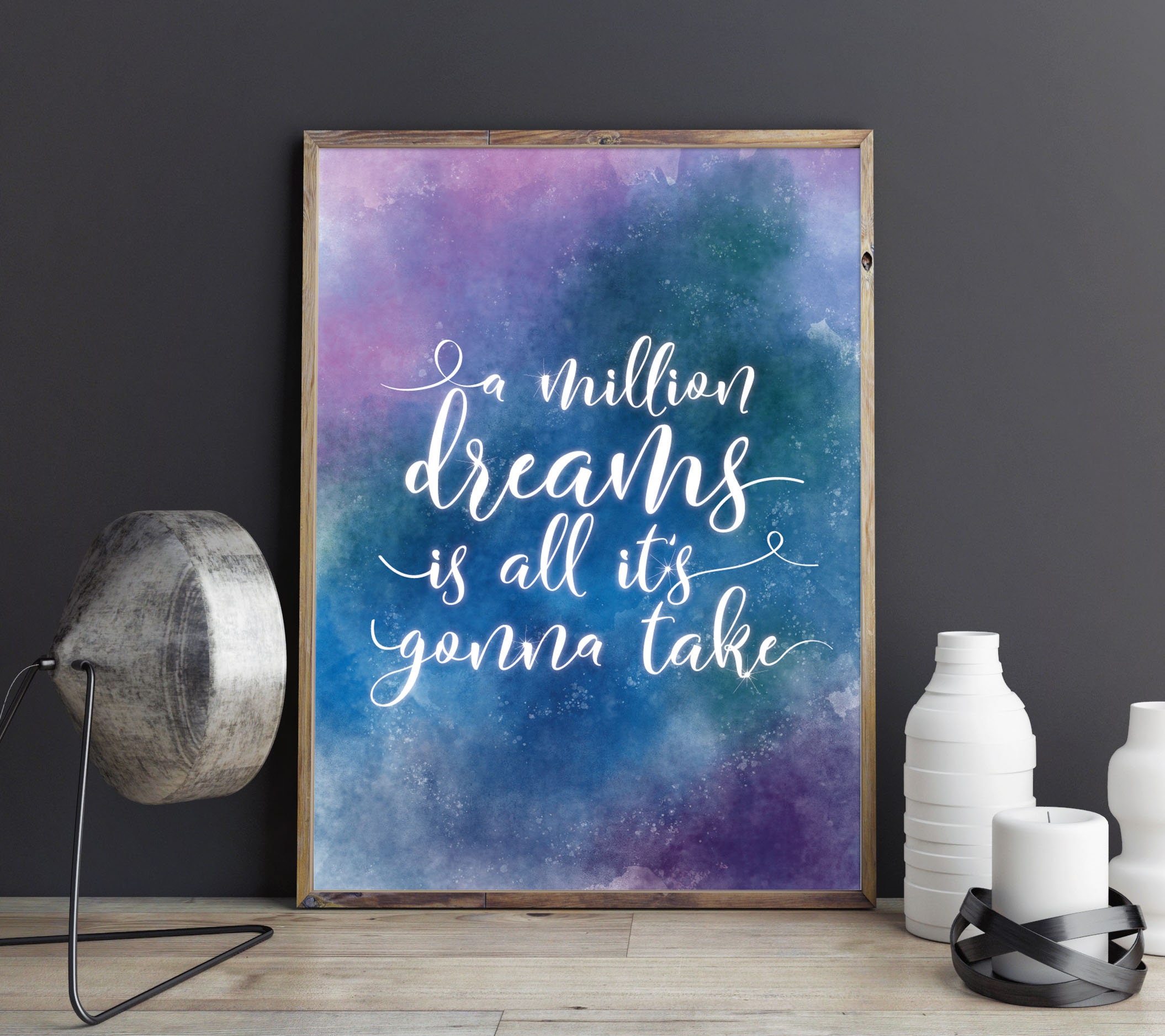 A Million Dreams The Greatest Showman Song Lyric Vintage Script Quote Print