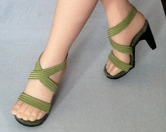 Vintage 20" Cissy Revlon Sue Olive Green DOLL SHOES / Heels