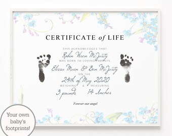 Certificate of Life Stillbirth Miscarriage Remembrance | Etsy