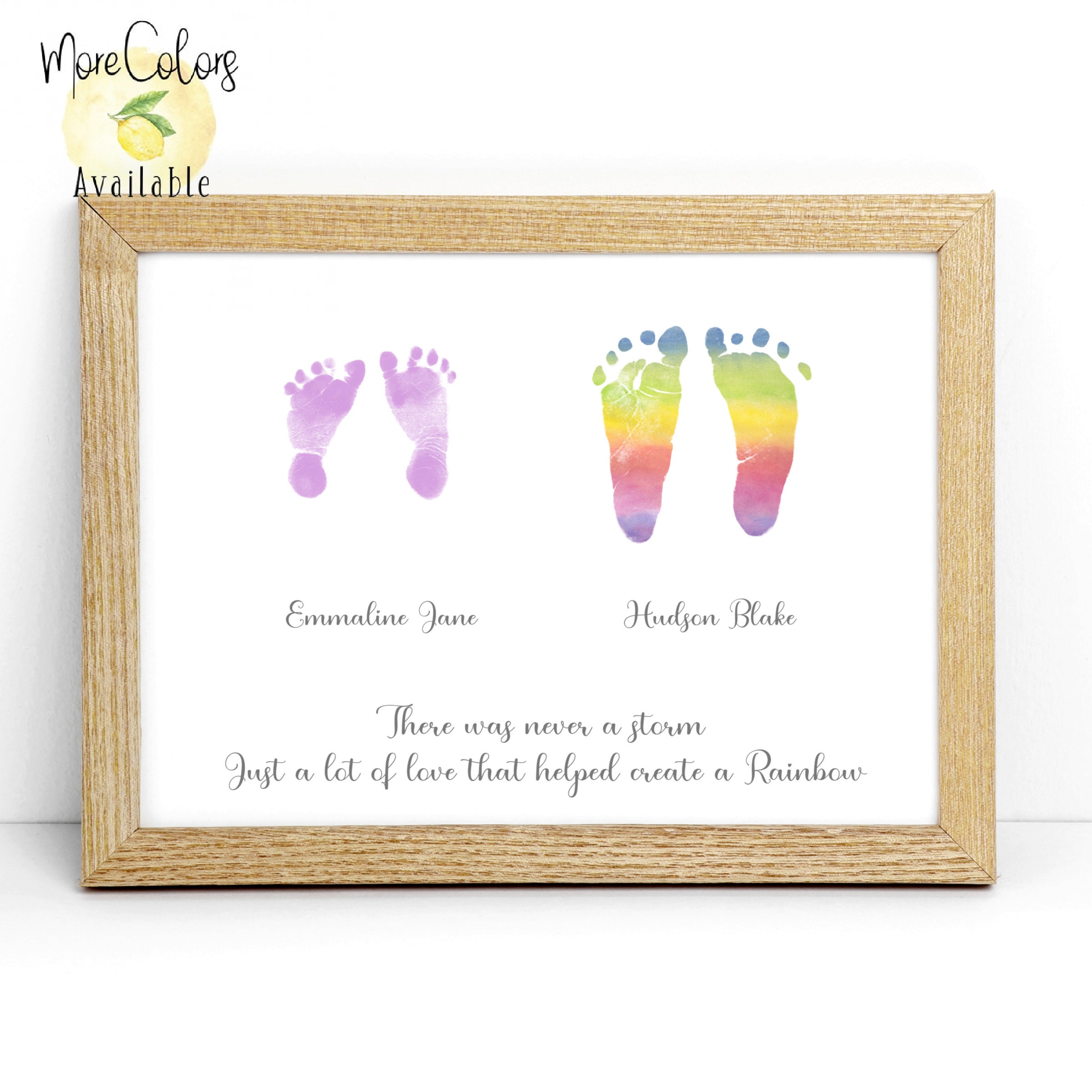 Rainbow baby footprint art stillbirth keepsake digital Etsy