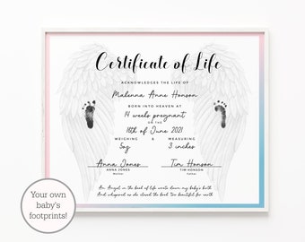 baby loss print, digital, certificate of life, baby loss, footprint art, stillbirth memorial, infant loss, angel baby, miscarriage print