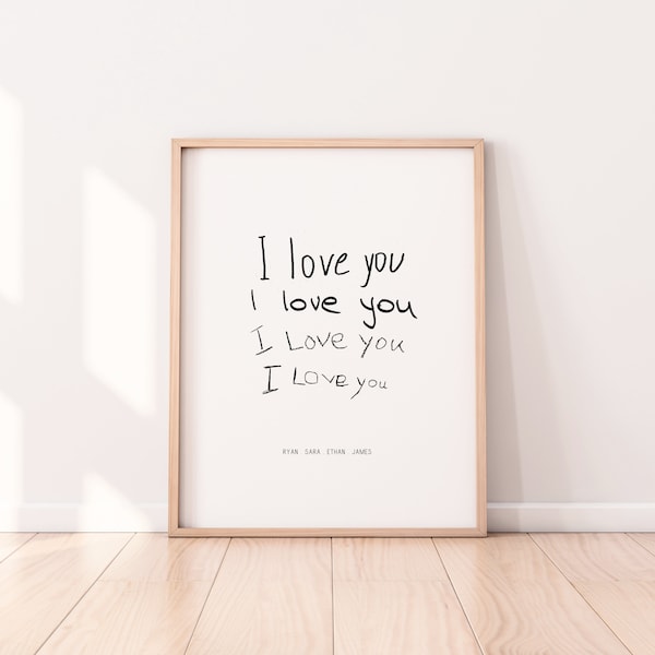 Personalised handwriting print, family print, handwriting, I love you, gift for parents, wall art, gift for mum, mothers day gift, keepsake