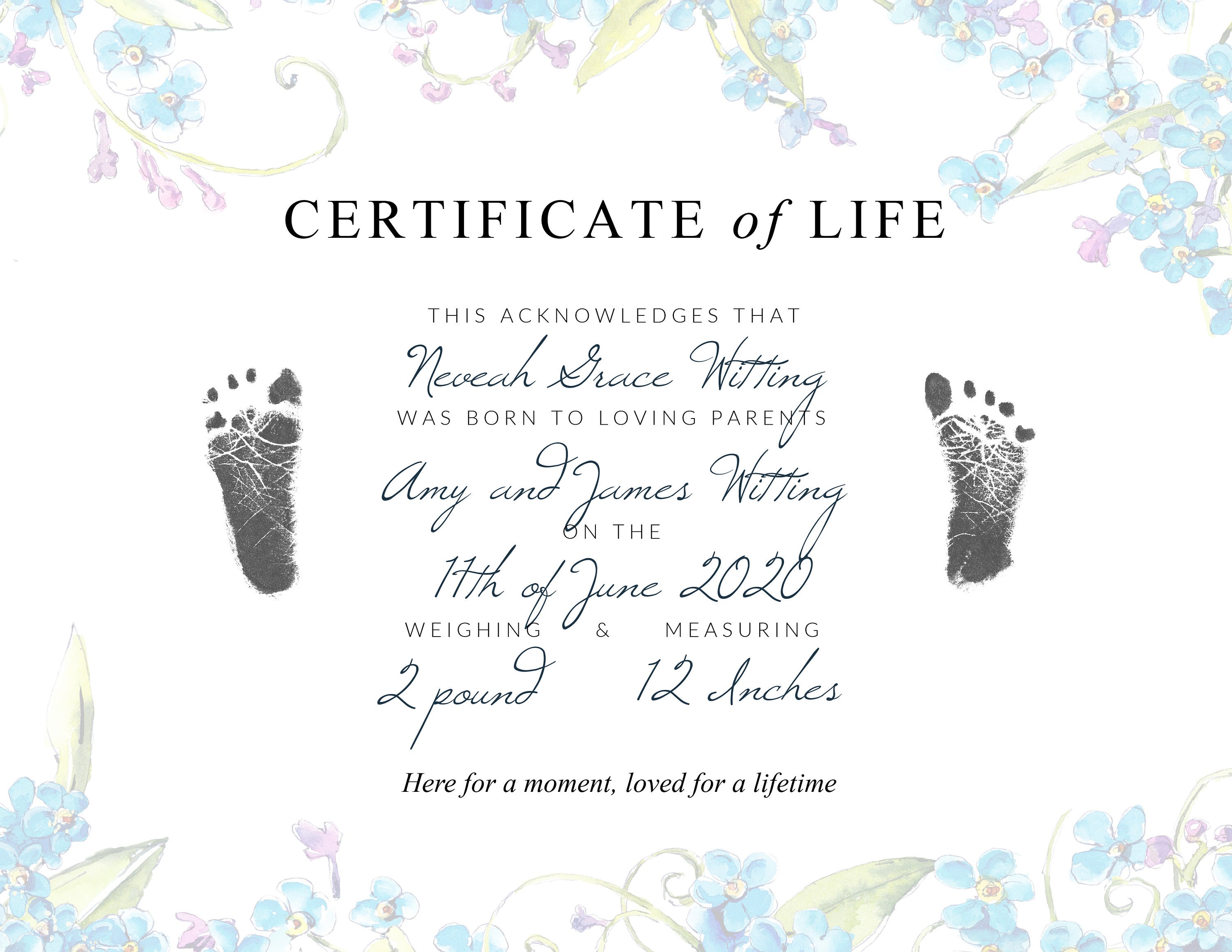 Baby Loss Print Digital Certificate of Life Forget Me Not - Etsy