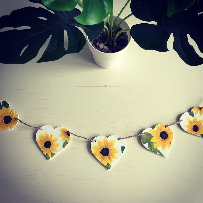 Bunting. Wooden Bunting. Sunflower Bunting. Flower Bunting. image 3