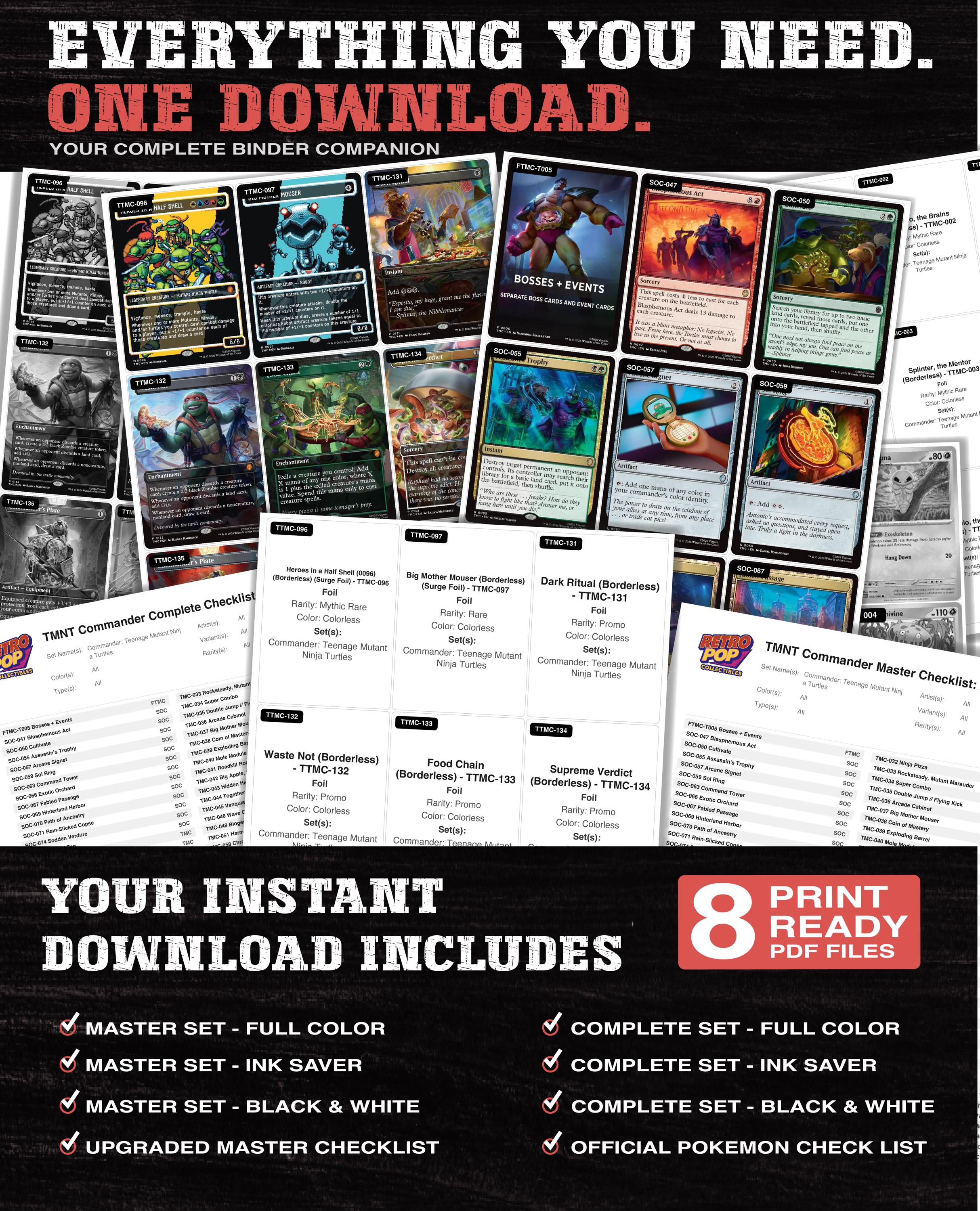 Magic the Gathering Placeholder TCG Set Checklist Printable