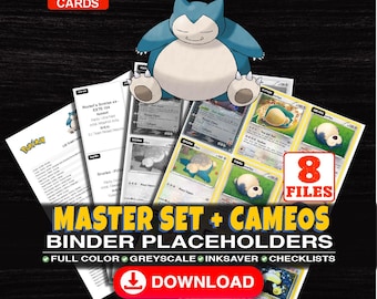 Checklist voor de Snorlax Pokémon Master Set | Alle Engelse Snorlax-kaarten ooit gemaakt | Printbare placeholder-vellen | Pokémon-proxy