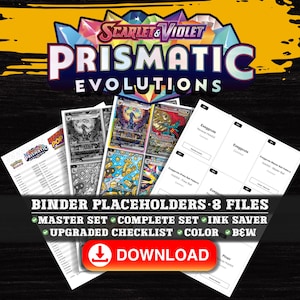 Prismatic Evolutions Pokemon Binder Placeholders | Eeveelution Umbreon Espeon Master Set and Complete Set | Printable Instant Download