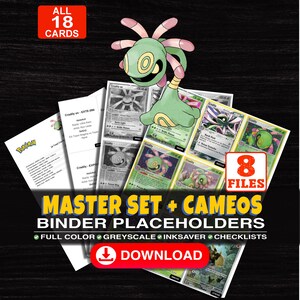 Puede incluir: Una colección digital de 18 marcadores de posición para carpetas de cartas coleccionables Pokémon Cradily en versiones a todo color, escala de grises y ahorro de tinta. El set incluye listas de verificación y 8 archivos para descargar.