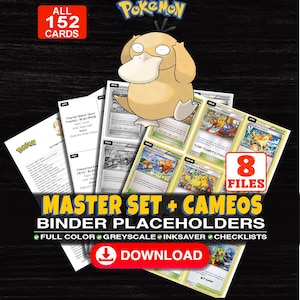 Psyduck Pokémon Master Set Binder Checklista | Alla engelska Psyduck-kort som någonsin gjorts | Utskrivbara platshållarblad | Pokémon Proxy